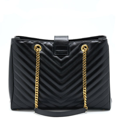 Saint Laurent/YSL Chevron Tote Bag Black GHW
