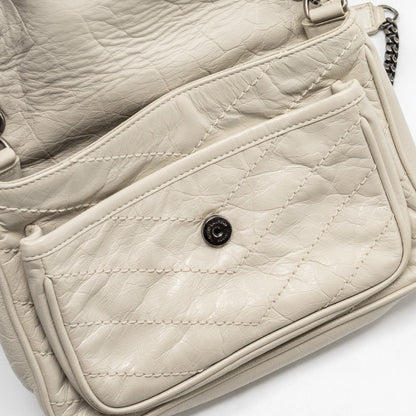 Saint Laurent/YSL Niki Baby Flap Bag Calfskin White SHW