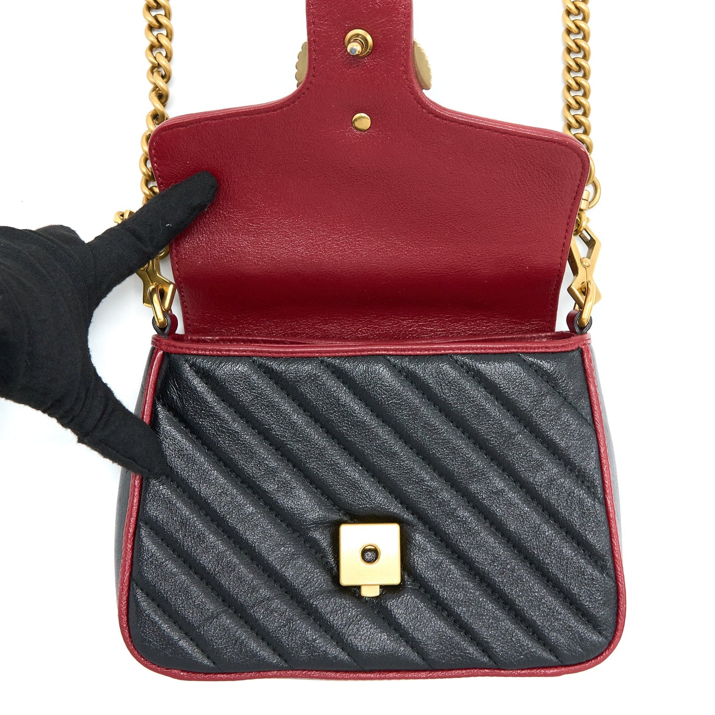 Gucci GG Marmont Mini Top Handle Bag Calfskin Black/Red