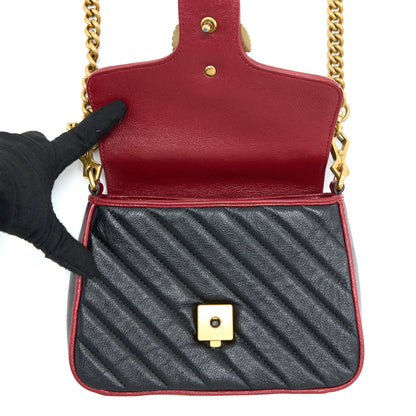 Gucci GG Marmont Mini Top Handle Bag Calfskin Black/Red