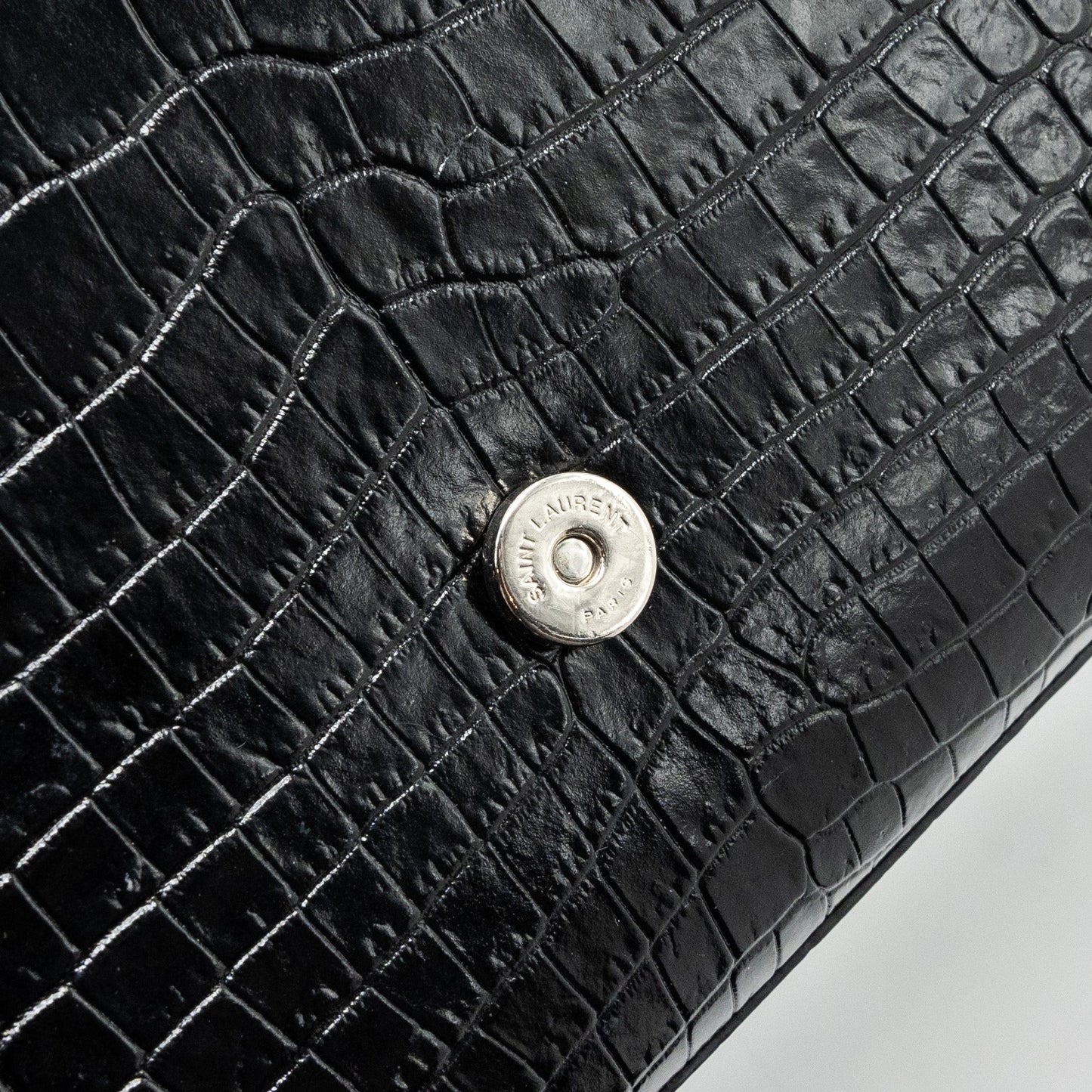 Saint Laurent/YSL Kate Tassel Croc-embossed calfskin Black SH
