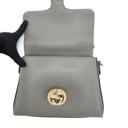 Gucci GG Top Handle Bag Caflskin Grey L