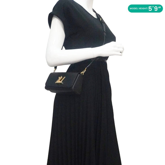 LOUIS VUITTON Twist West Epi Leather Crossbody Pochette Bag Black