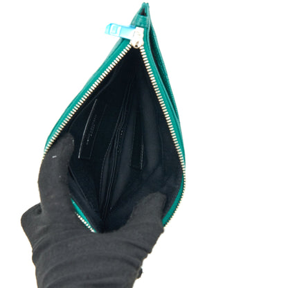 Saint Laurent Cassandra Matelasse Zipped Pouch Grained Calfskin Green SHW