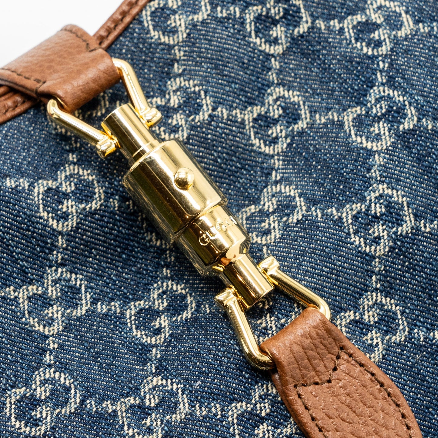 Gucci Jackie 1961 small shoulder bag denim / calfskin blue/ brown