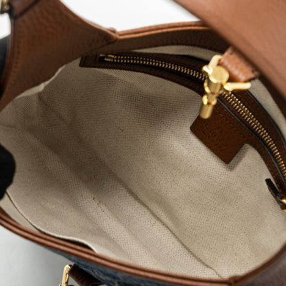 Gucci Jackie 1961 small shoulder bag denim / calfskin blue/ brown