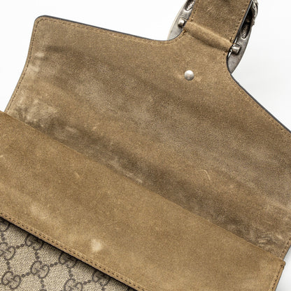Gucci Small Dionysus Shoulder Bag GG Supreme Canvas/Suede Brown SHW