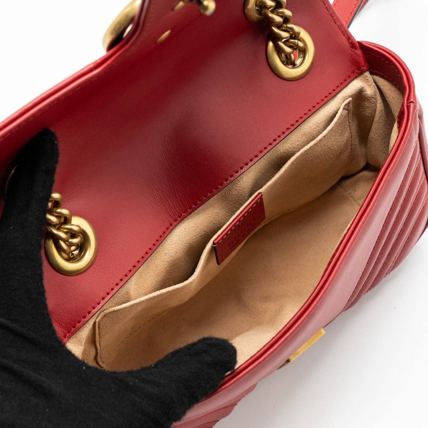 Gucci mini GG marmont shoulder bag calfskin red