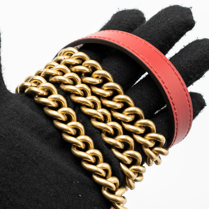 Gucci mini GG marmont shoulder bag calfskin red