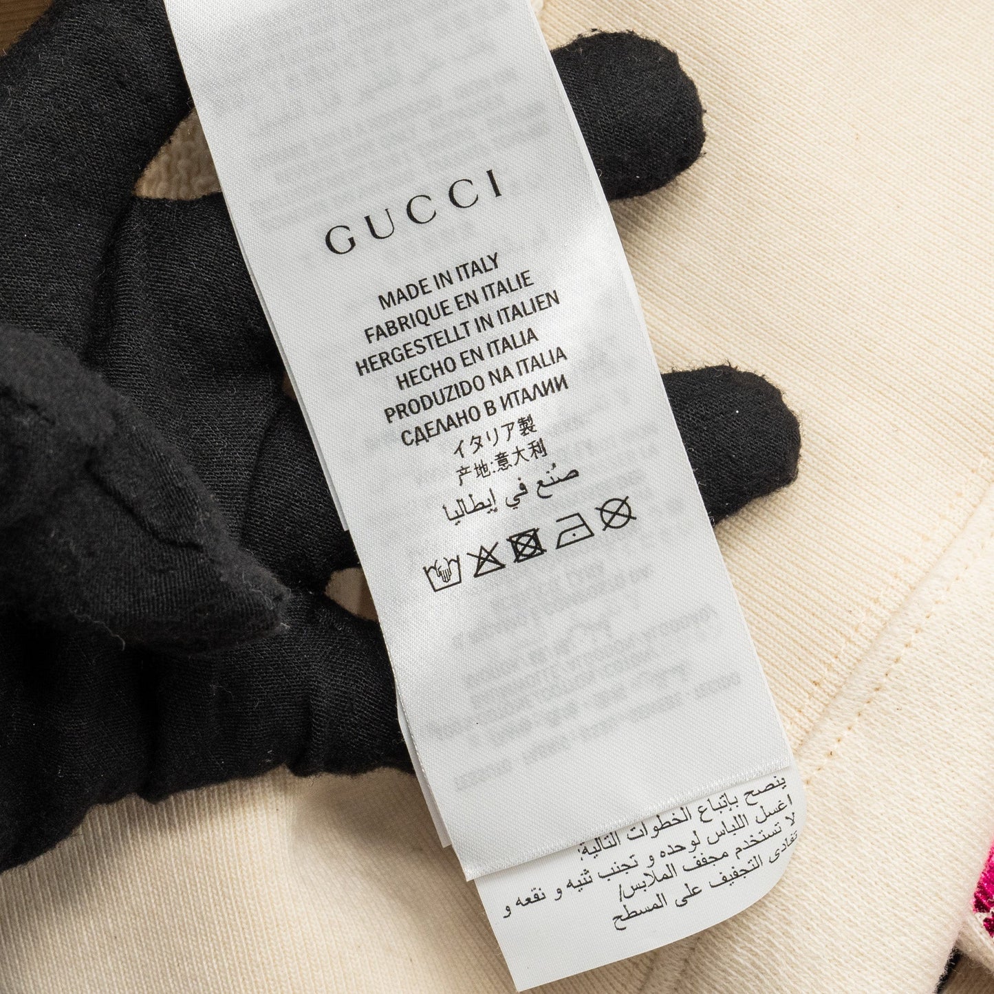 Gucci Size S Gucci Print and Blind for Love Embroidered Sweatshirt Cotton Metallic Dark Pink/White
