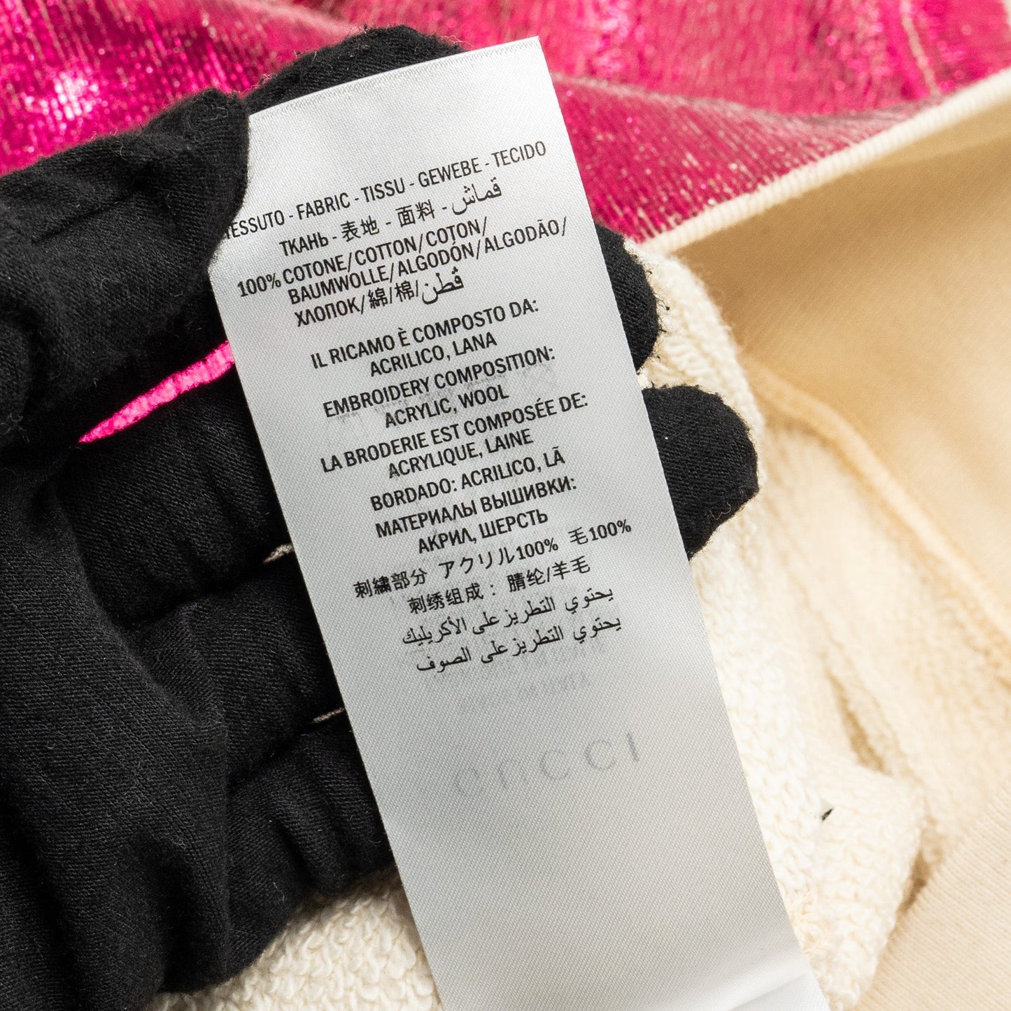Gucci Size S Gucci Print and Blind for Love Embroidered Sweatshirt Cotton Metallic Dark Pink/White