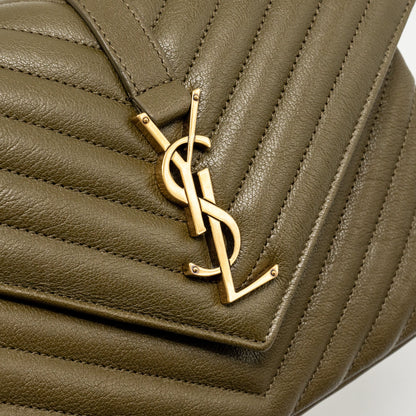 Saint Laurent/YSL Medium College Bag Quilted Lambskin Anemone Green GHW