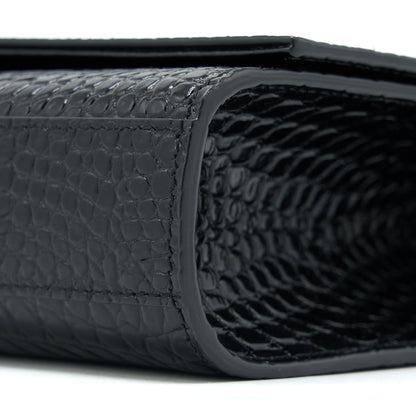 Saint Laurent Kate with Tassel Chain Bag Croc Embossed Calfskin Black SHW