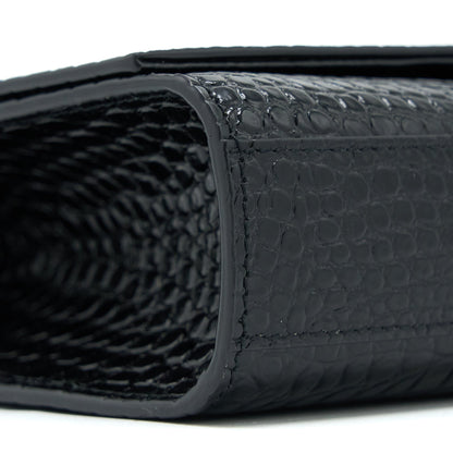 Saint Laurent Kate with Tassel Chain Bag Croc Embossed Calfskin Black SHW