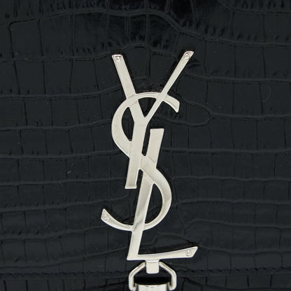Saint Laurent Kate with Tassel Chain Bag Croc Embossed Calfskin Black SHW