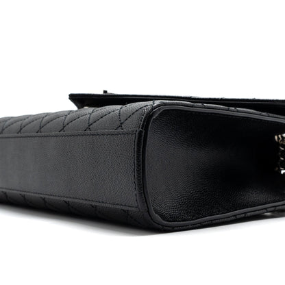 Saint Laurent/YSL Envelope Medium Chain Bag Grained Calfskin Mix Matelasse Black SHW