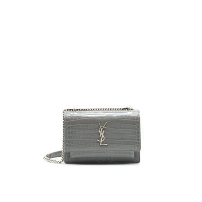 Saint Laurent Mini Sunset Shoulder Bag Grey SHW