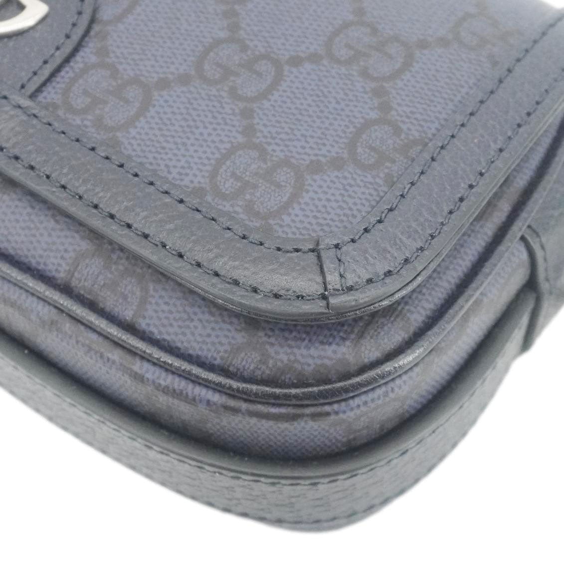 GUCCI Ophidia Super Mini GG Supreme Canvas Shoulder Bag Navy Blue 795466