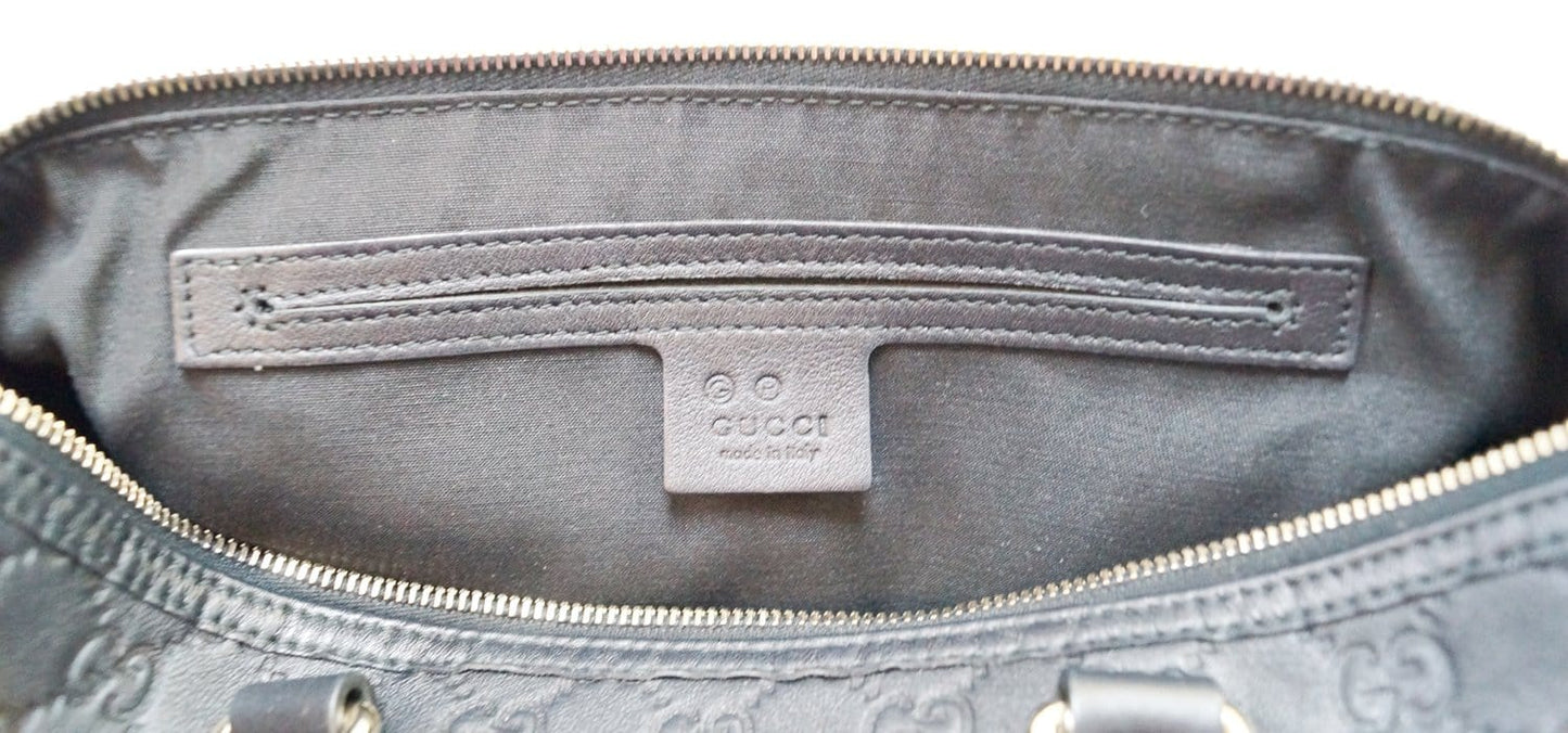 GUCCI 265697 GG Guccissima Leather Black Boston Bag