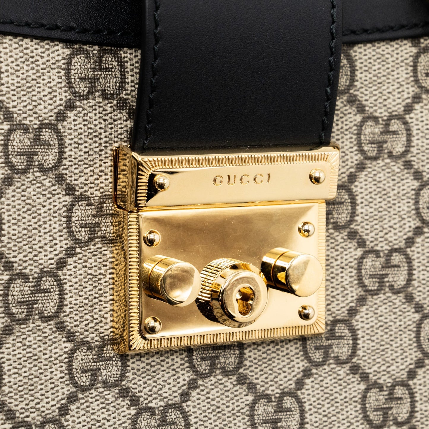 Gucci small GG padlock shoulder bag GG supreme canvas black