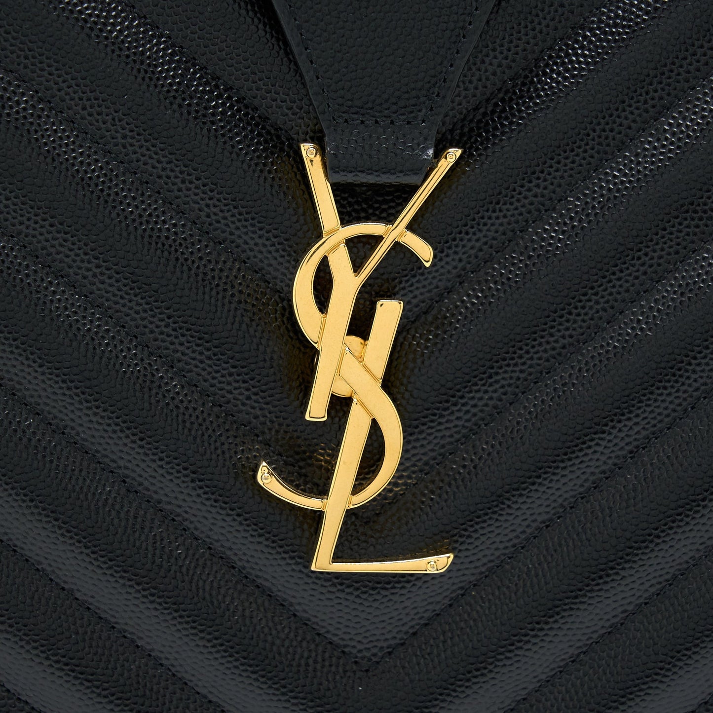 Saint Laurent/YSL Chevron Tote Bag Black GHW
