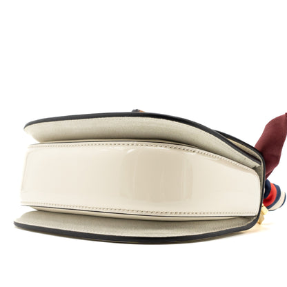 Gucci Bamboo 1947 Mini Top Handle Bag Patent Leather White