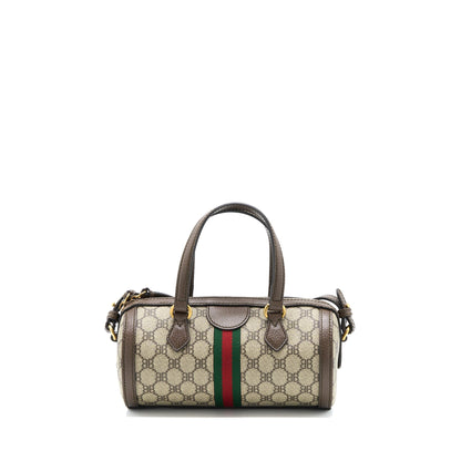 Balenciaga X Gucci Bowling Bag Canvas/Leather Brown Brushed