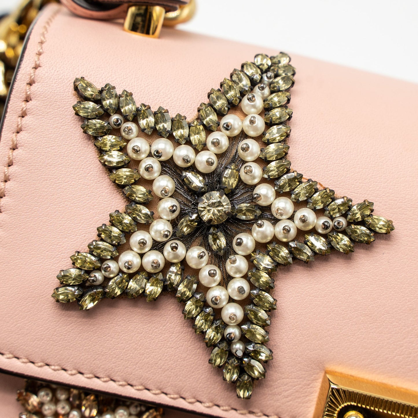 Gucci Padlock Chain Bag Crystal Star Limited Calfskin Pink
