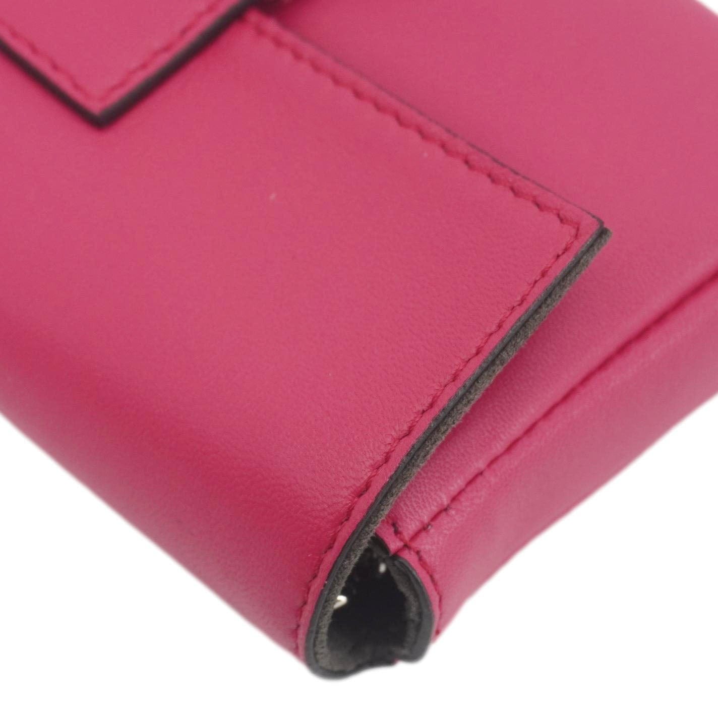 FENDI Micro Baguette Leather Crossbody Bag Pink