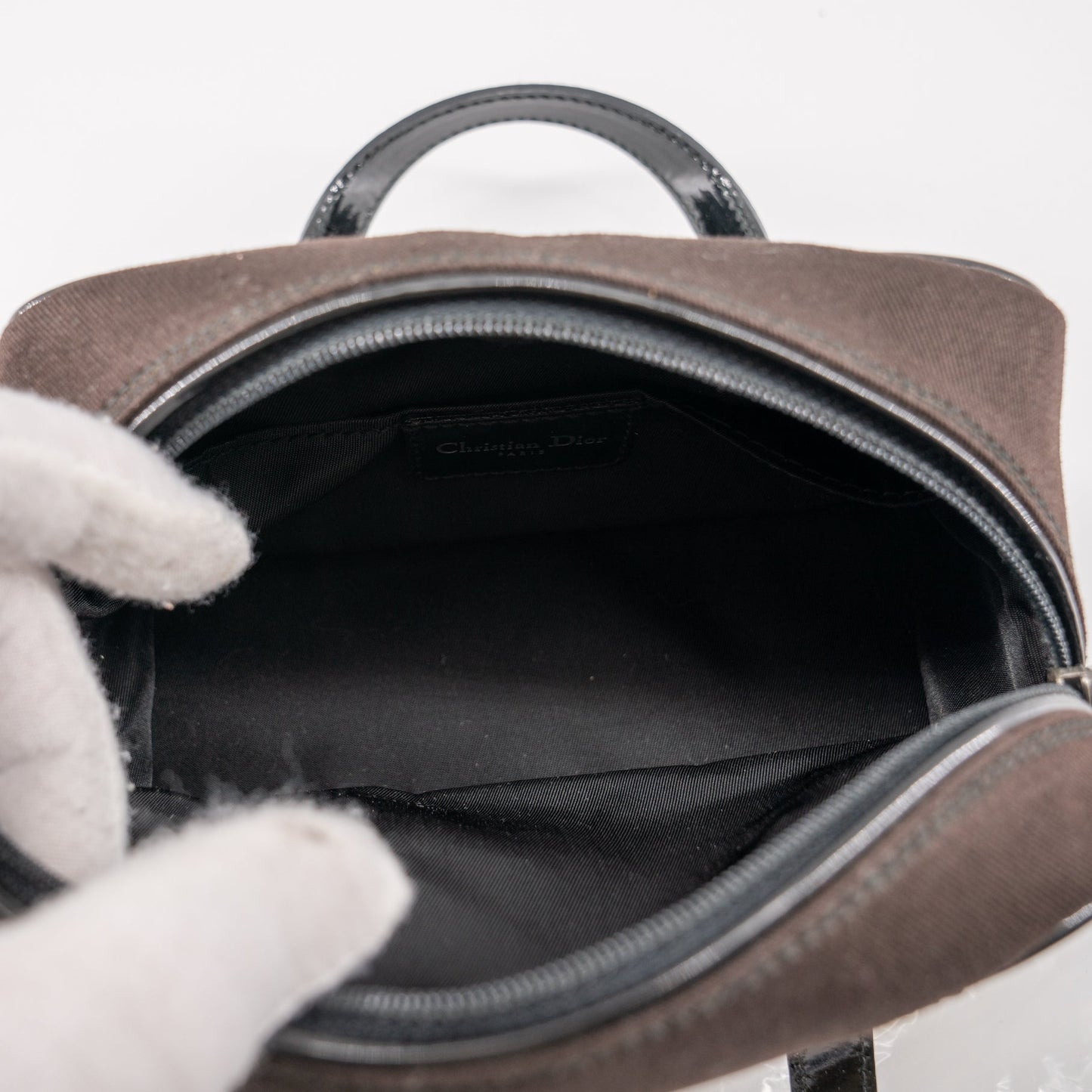 Christian Dior mini brown canvas handbag