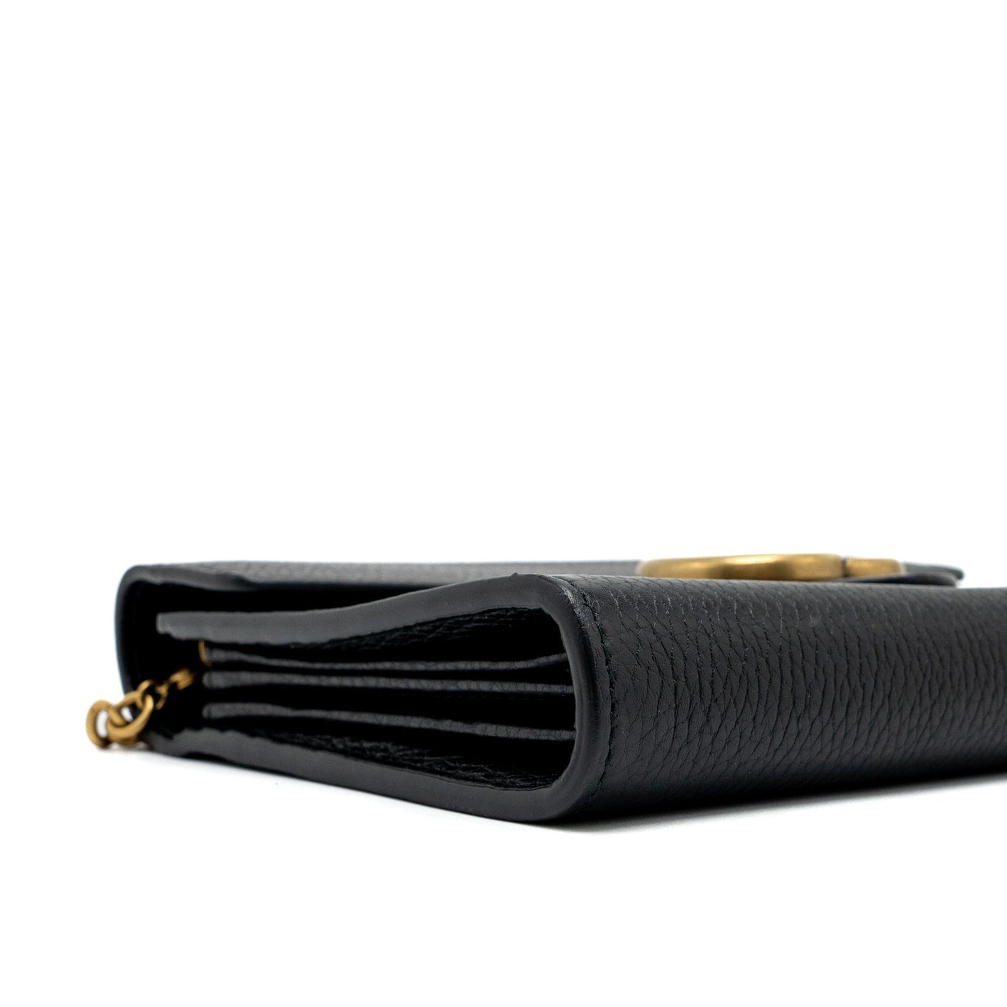 Gucci Marmont Wallet On Chain Calfskin Black Brushed