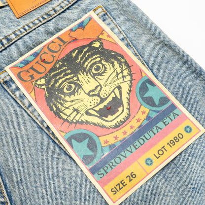 Gucci Size 26 Gucci Symbol Embroidered Denim Jeans Cotton Blue