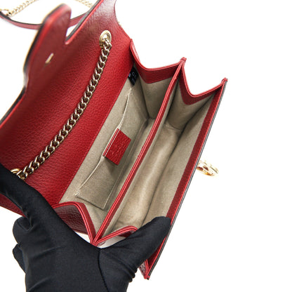 Gucci GG Interlocking Small Chain crossbody Bag Red with L