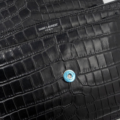 Saint Laurent/YSL Sunset Bag Crocodile-Embossed Black SHW