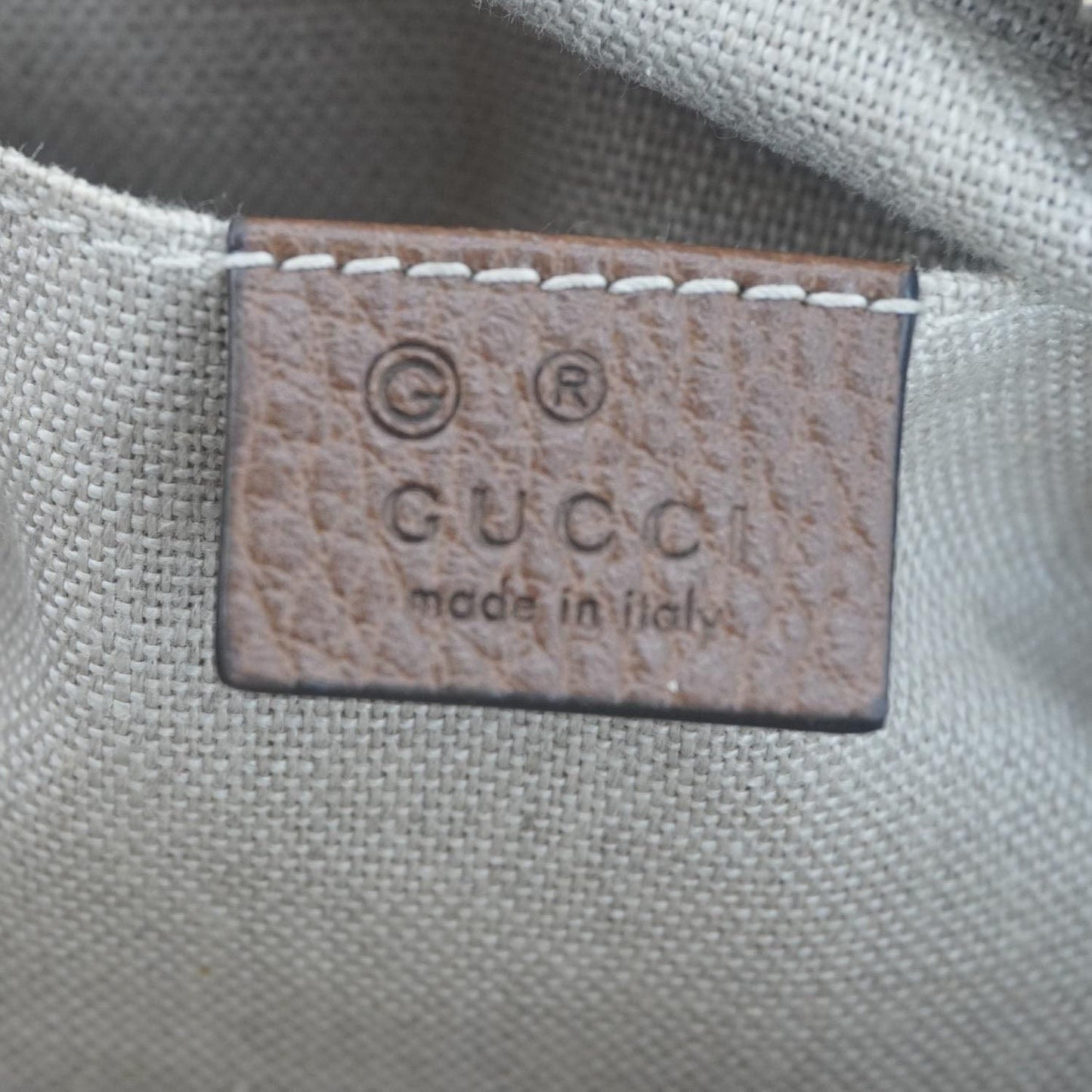 GUCCI Bree GG Canvas Leather Crossbody Bag Beige 449413