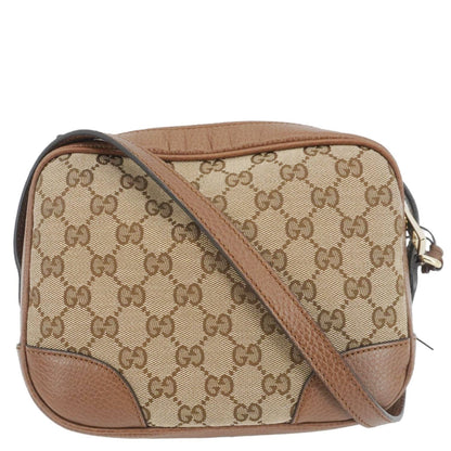 GUCCI Bree GG Canvas Leather Crossbody Bag Beige 449413