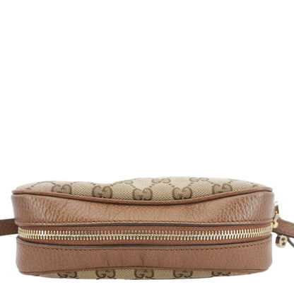 GUCCI Bree GG Canvas Leather Crossbody Bag Beige 449413