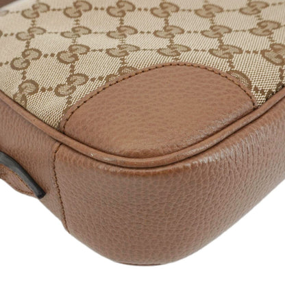 GUCCI Bree GG Canvas Leather Crossbody Bag Beige 449413