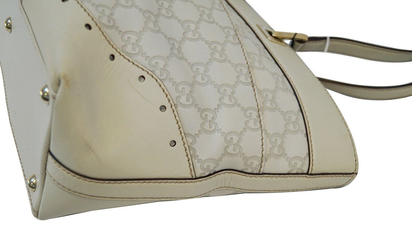 Gucci 145993 Cream Guccissima Leather Gold-tone Tote Shoulder Bag