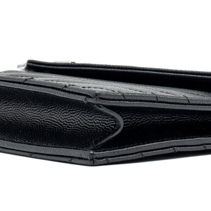 Saint Laurent Envelope Wallet on Chain Grained Calfskin Black SHW
