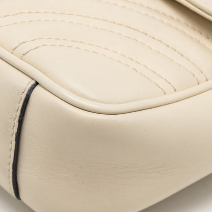 Gucci Mini GG Marmont Shoulder Bag Calfskin White