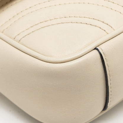 Gucci Mini GG Marmont Shoulder Bag Calfskin White