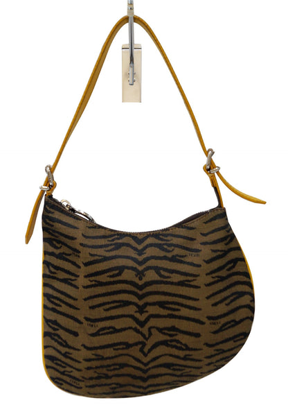 FENDI Canvas Zebra Print Oyster Hobo Bag