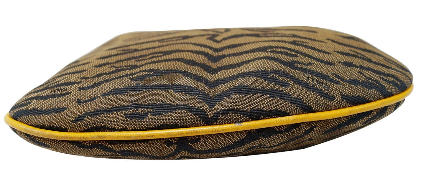 FENDI Canvas Zebra Print Oyster Hobo Bag