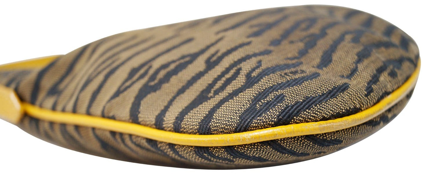FENDI Canvas Zebra Print Oyster Hobo Bag