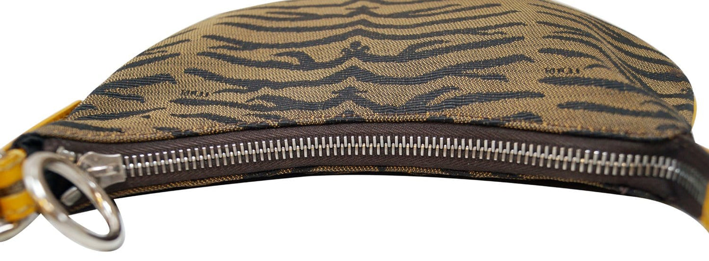 FENDI Canvas Zebra Print Oyster Hobo Bag