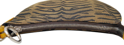FENDI Canvas Zebra Print Oyster Hobo Bag