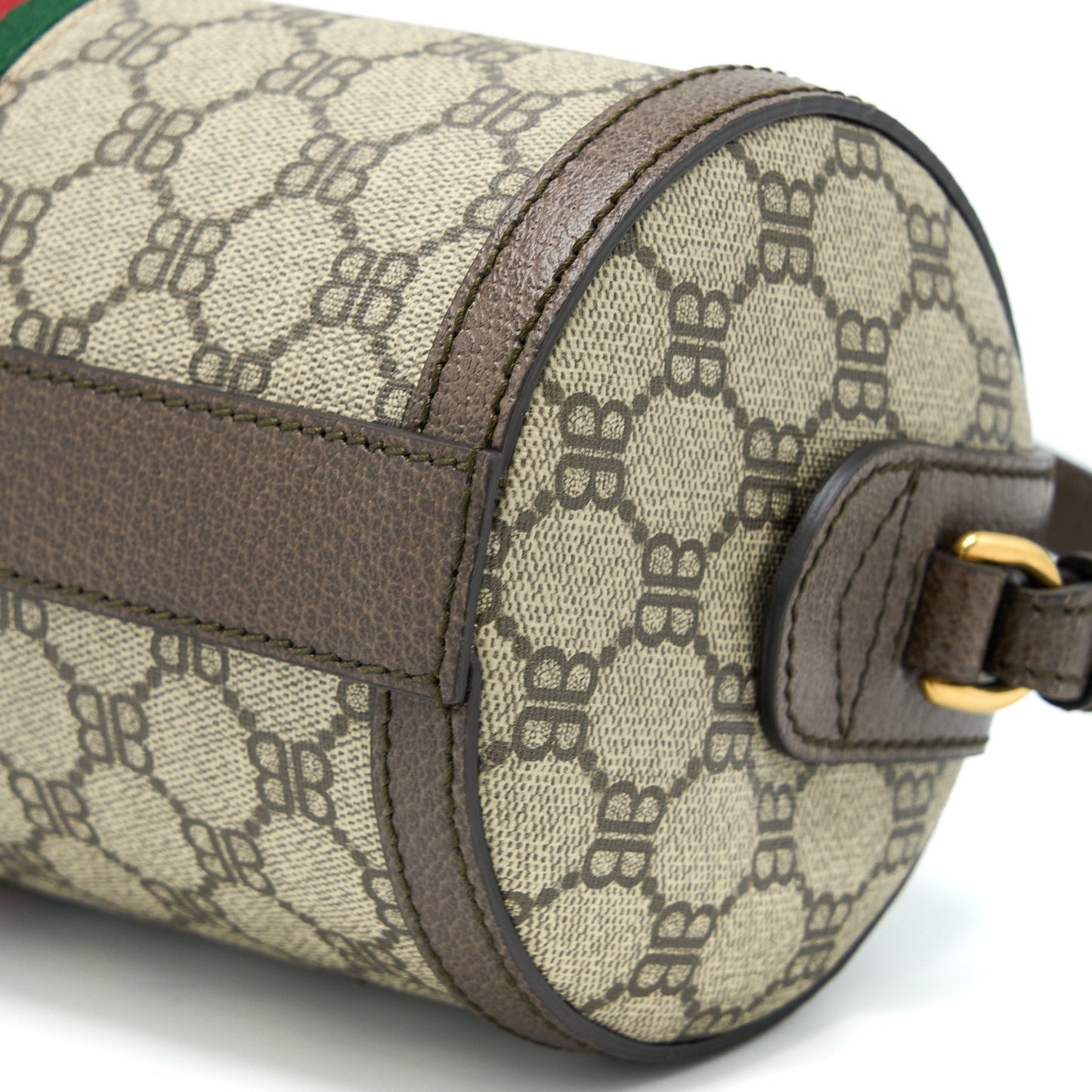 Balenciaga X Gucci Bowling Bag Canvas/Leather Brown Brushed