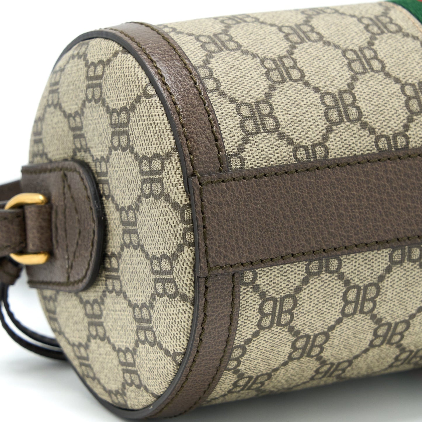 Balenciaga X Gucci Bowling Bag Canvas/Leather Brown Brushed