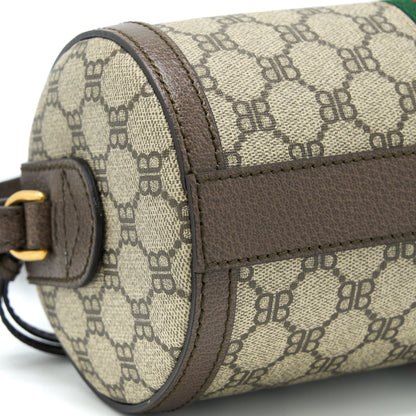 Balenciaga X Gucci Bowling Bag Canvas/Leather Brown Brushed